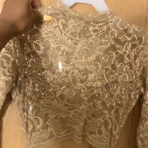 A shimmery tan body con mini